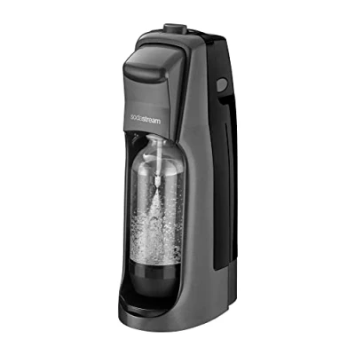 Image of SodaStream Jet Sparkling Water Maker, Carbonated Machine Starter Kit with 1 Litre Reusable BPA Free Carbonating Bottle &amp; 60 L CO2 Gas Cylinder Black