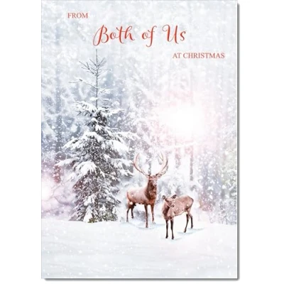 Image of doodlecards From Both Of Us Christmas Card Deer in Snow Forest Medium Size with Plain Envelope