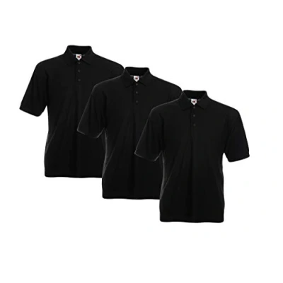 Image of Fruit of the Loom Men&#039;s 63 402 0 Polo Shirt, Black (Black 36), 3XL (Pack 3)