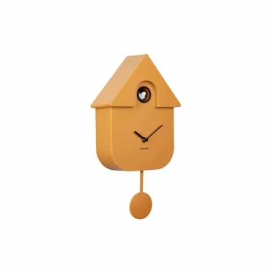Image of Karlsson Modern Cuckoo Wall Clock with Pendulum in Ochre Yellow, KA5768YE