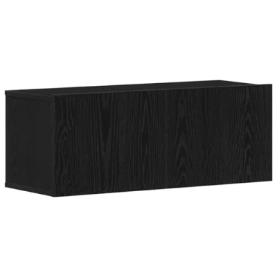 Image of vidaXL TV Cabinet Black Oak Rectangular Media Console Wall Mounted Engineered Wood Entertainment Unit with 2 Doors 80x30x30.5 cm