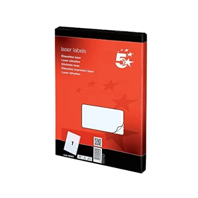 Image of 5 Star White Laser Labels 199.6x289.1mm 100 Pack