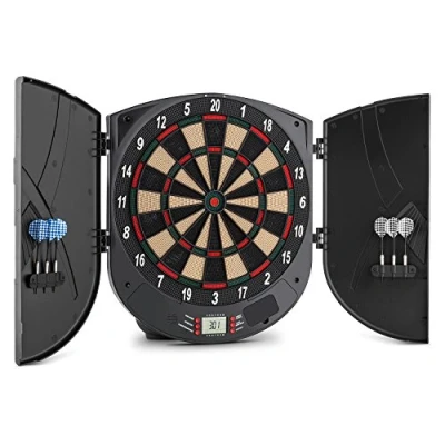 Image of OneConcept Dartor darts, Electronic dartboard, darts machine, 26 games modes, 70 game variations, Virtual opponent, LED displays, 6 soft tip spare tips, 2 doors, black