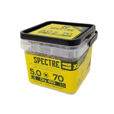 Image of F/FIX SPECTRE WOODSCREW 5.0X70 YELLOW TUB 450
