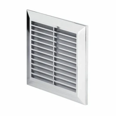 Image of Chrome Air Vent Grille 170mm x with 125mm Duct Pipe Hose Connection Flange ABS Plastic.