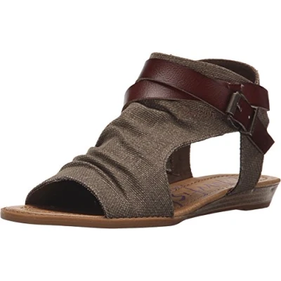 Image of Blowfish Malibu Women&#039;s Balla Core Wedge Sandal, Brown Rancher Canvas/Whiskey Dyecut, 5 UK