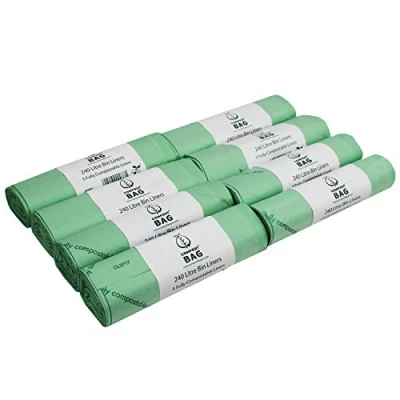 Image of 240 Litre x 40 Bags Compost Bag Compostable Wheelie Bin Liner Biodegradeable Sacks/Liners EN 13432 240L with Composting Guide