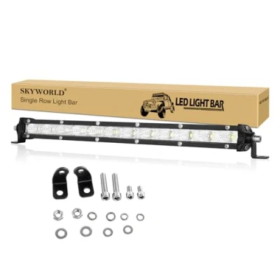 Image of SKYWORLD Single Row LED Light Bar, 13 inch 60W Slim Bar lights Auto Flood Beam 12V 24V Waterproof Offroad Lamp Driving Fog for 4x4 Trucks Tractor ATV UTV SUV Car Boat Lighting