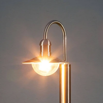 Image of Lindby Damion Curved Stainless Steel Path Lamp