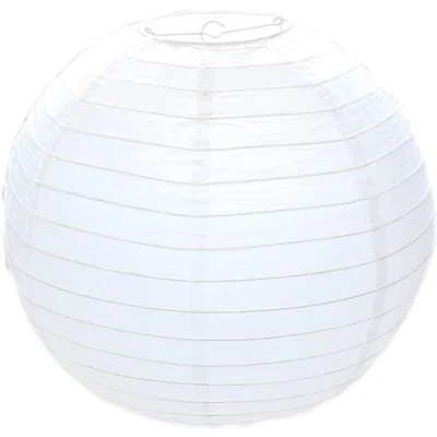 Image of KARRMA 2 x White Paper Lampshade Classic Bamboo Style Ribbed Lantern Lamp Shade (30 CM)
