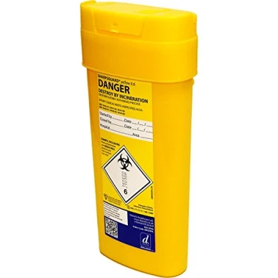 Image of Qualicare Sharps Safe Needle Syringe Insulin Disposal Surgery Waste Bin Box 0.6 Litre, Single Pack