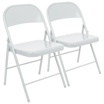 Image of Harbour Housewares Metal Folding Chairs Matt White Pack of 2