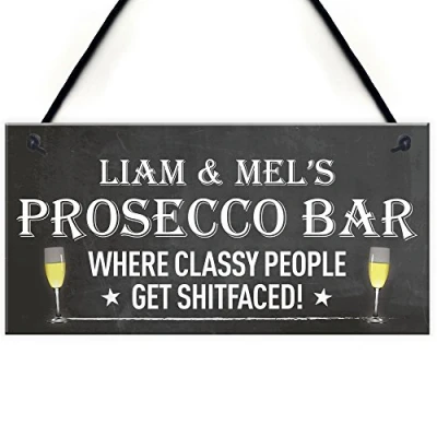 Image of RED OCEAN Personalised Prosecco Bar Funny Alcohol Friendship Hanging Plaque Home Gift Sign