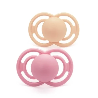Image of MAM Perfect Soothers 16+ Months (Pack of 2), Thinner and Softer Baby with Self Sterilising Travel Case, Newborn Essentials, Peach (Designs May Vary)