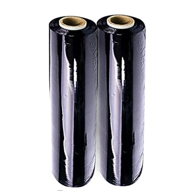 Image of Pkge 400mm X 250m 17mu Black Pallet Stretch Shrink Wrap Roll Parcel Packing Cling Industrial Film for Moving House Wrapping Pallets and Parcels (Pack of 2)