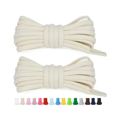 Image of Stepace 1/4&quot; Oval Athletic Shoelaces [2 Pairs] 39&quot; 63&quot; in 12 Colors Half Round Shoe Laces for Sneakers Ivory 120