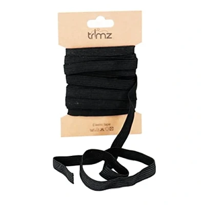 Image of Trimz Braided Flat Elastic, Black, 10mm x 5m