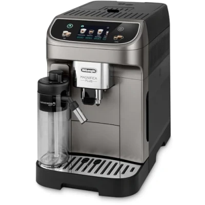 Image of De&#039;Longhi Magnifica Plus ECAM320.70.SB, Automatic Coffee Machine, Hot Milk Cream System for Cappuccino, Full Touch Color Display, Extra Shot Function, x2 Titanium Black