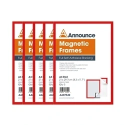 Image of Announce Magnetic Frames A4 Red (Pack of 5) AA07542