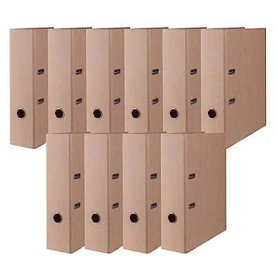 Image of DONAU Binder Lever Arch File/Folder PREMIUM ECO MAXI FSC/Pack of 10 Pieces/Wide/DIN A4 8 cm 80 mm/Brown Beige/Natural/Reinforcement tape/Made in The EU