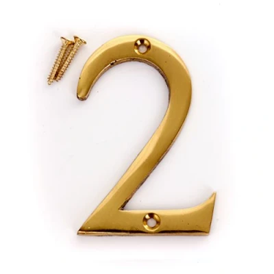 Image of 3&quot; Solid Brass House Number 2 Front Door Building Porch Gate Address Two