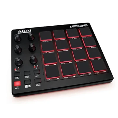 Image of AKAI Professional MPD218 USB MIDI Pad Controller and Drum Machine with MPC Pads, Assignable Knobs, Note Repeat &amp; Full Level Buttons, Production Software