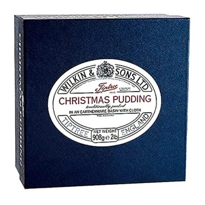 Image of Wilkin &amp; Sons Ltd Large 2lb 908g Tiptree Christmas Pudding. in an Earthenware Basin with Cloth.