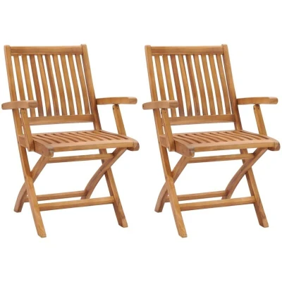 Image of vidaXL Folding Garden Chairs 2 pcs Solid Teak Wood
