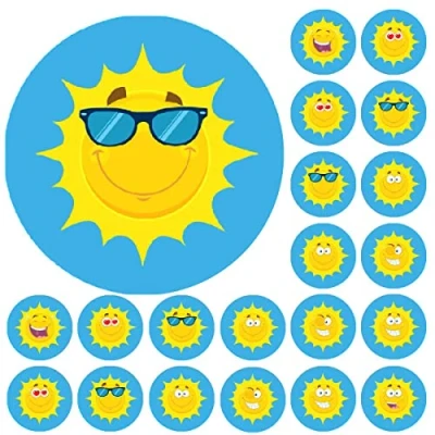 Image of 900 Mini Happy Sun 10mm Spot Reward Stickers for Teachers and Planner Charts