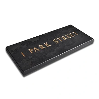 Image of Premium Charcoal Grey Slate House Signs, Personalised With Your Name/Number (150mm x 350mm 20mm)
