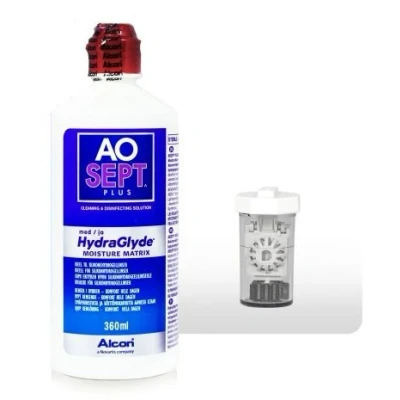 Image of Aosept Plus Contact lens Hydraglyde with anti bacterial container, 360 ml