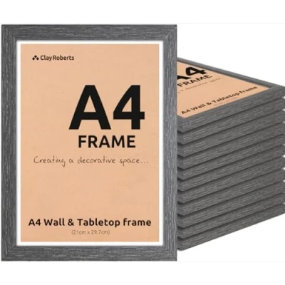 Image of Clay Roberts A4 Frame, Photo Dark Grey A4, Pack of 12, Picture Certificate Art Print Poster 21cm x 29.7cm Frames, Frames Frame