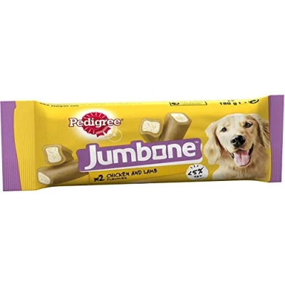 Image of Pedigree Jumbone Medium dog Treats with Chicken and Lamb Flavours, 24 Chews Pack of 12 (12 x 180 g)