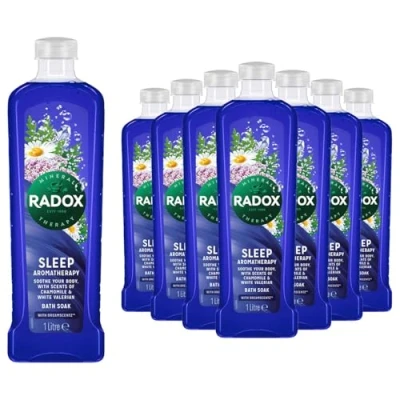 Image of Radox Mineral Therapy Bath Soak for Sleep Aromatherapy with Chamomile &amp; White Valerian Fragrance, Relaxing and Restorative Ultimate Tranquility 1L Bottles, Pack of 10