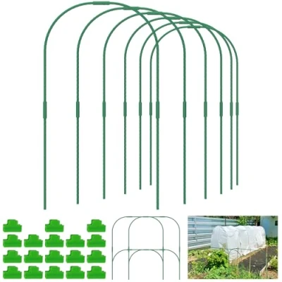 Image of 60PcsGarden Greenhouse Hoops Grow Tunnel, Detachable Garden Rust Free Fiberglass Support Frame with 18 Clips, DIY Plant Stakes for Netting Raised Beds