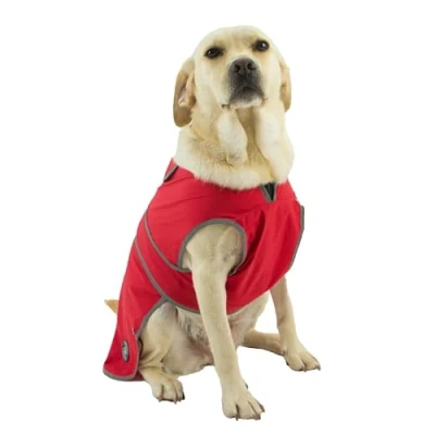 Image of Ancol Stormguard Soft Shell Dog Coat in Bordeaux Waterproof Pet Rain Jacket with Harness Hole Reflective Edging Puppy Apparel XXL