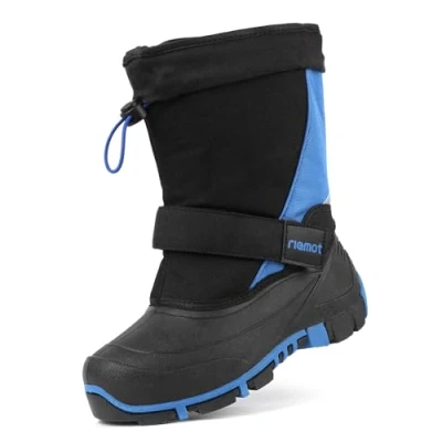 Image of riemot Unisex Kid&#039;s Snow Boots, Winter Boots Boys Girls, Warm Lined Shoes Waterproof Children&#039;s Non slip Blue, 2 UK