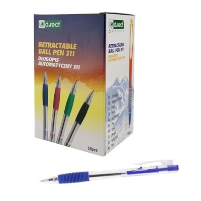 Image of D.RECT 311 Ballpoint Pen with Ergonomic Grip for Office and Household 0.7mm Line Width Blue Pack of 12