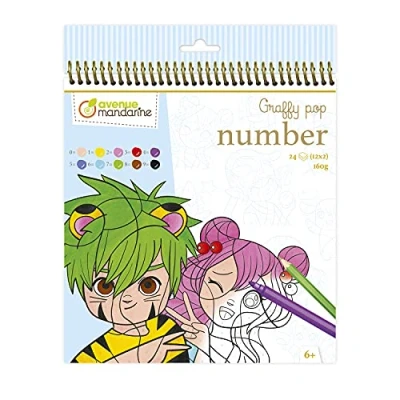 Image of Avenue Mandarine Ref GY108C Graffy Pop Paint by Numbers Pad Manga Designs 12 Designs, 24 Sheets, 160gsm Clairefontaine Drawing Paper, Suitable for Ages 6+