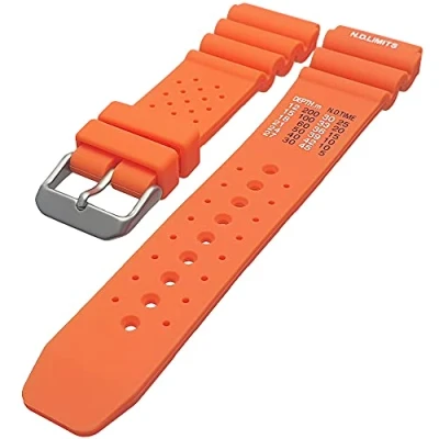 Image of Talk Time ND Limits Silicone Watch Strap Divers Band Orange 20mm