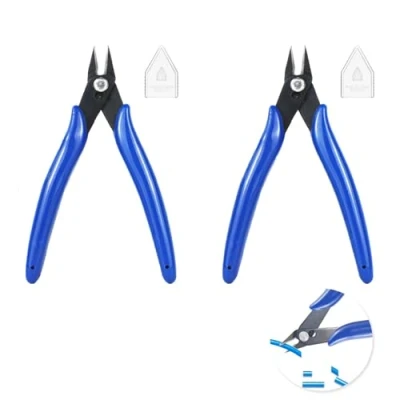 Image of 2 Pcs Wire Cutters, Precision Flush Cutters Side Small Cable Cutter Cutting Snips Diagonal Pliers for Tie, Electrical, Home Repairs,DIY Jewelry, 5 Inches