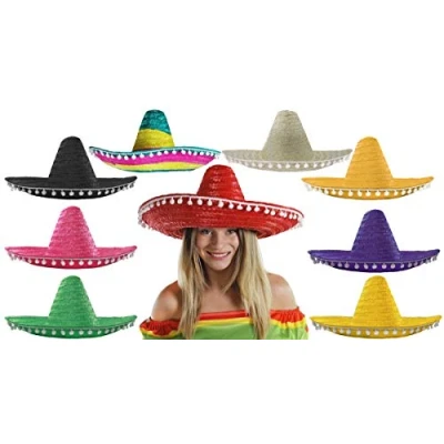 Image of MEXICAN STRAW SOMBRERO HAT MENS OR LADIES IDEAL FANCY DRESS (BLACK)