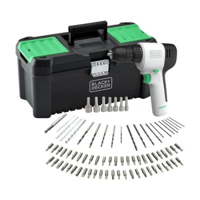 Image of Black &amp; Decker Reviva Drill Kit 12V with 80 PC Accessories 12.5 Storage Eco Toolbox REVDD12ASTB GB