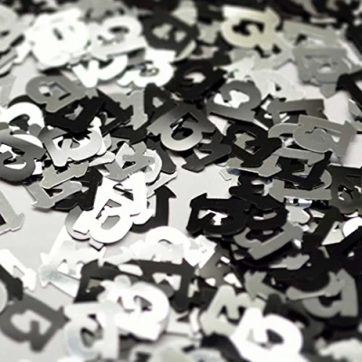 Image of 14g Black &amp; Silver 13th Birthday Confetti Foil Metallic Glitz Table Scatter Sprinkles Age Bday Party Decorations