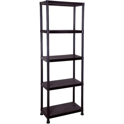 Image of AMBERLINNEN LTD Heavy Duty Black Plastic Garage Storage Shelving, 5 TIER Adjustable Unit,height: 172cm, length: 60cm, width: 30cm (2, SHELVE)