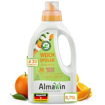 Image of AlmaWin Eco Fabric Softener Orange Blossom 750 ml, 30 Washes, with Fresh Fragrance from Essential Oils, Vegan