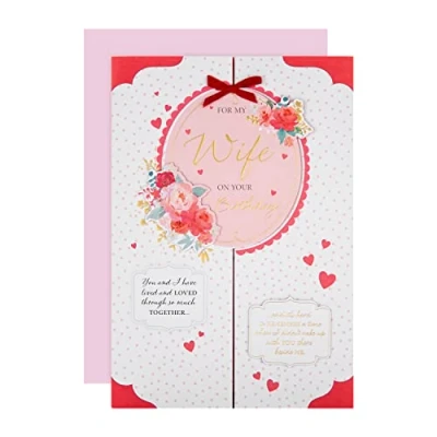Image of Hallmark Large Birthday Card for Wife Gate Fold Romantic Design