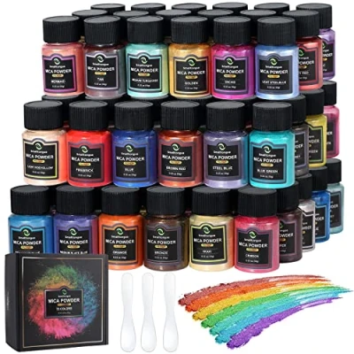 Image of Smalltongue Mica Powder for Epoxy Resin, 72 Colors, 0.35 oz(10g) Bottles Glitter Powder, Pigment Lip Gloss, Soap Making, Bath Bomb, Art Crafts, Resin Dye, Nails