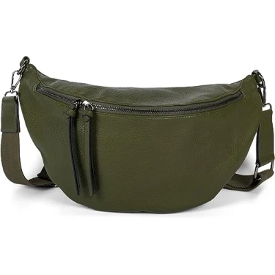 Image of styleBREAKER Women&#039;s Half Moon Crossbody shoulder Bag, detachable adjustable strap, Solid colored handbag 02012386, Colour:Olive