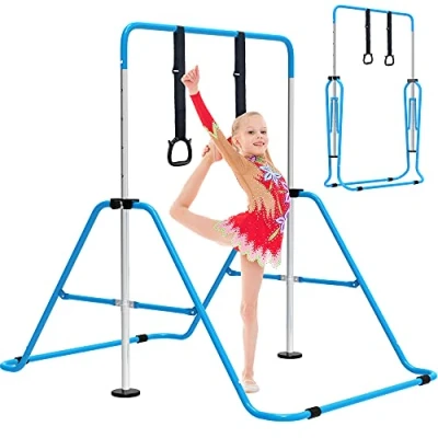 Image of EVERYMILE Gymnastics Bars, Junior Training Kip Bar Equipment for Home,Adjustable Height Folding Horizontal with Gymnastic Rings Kid